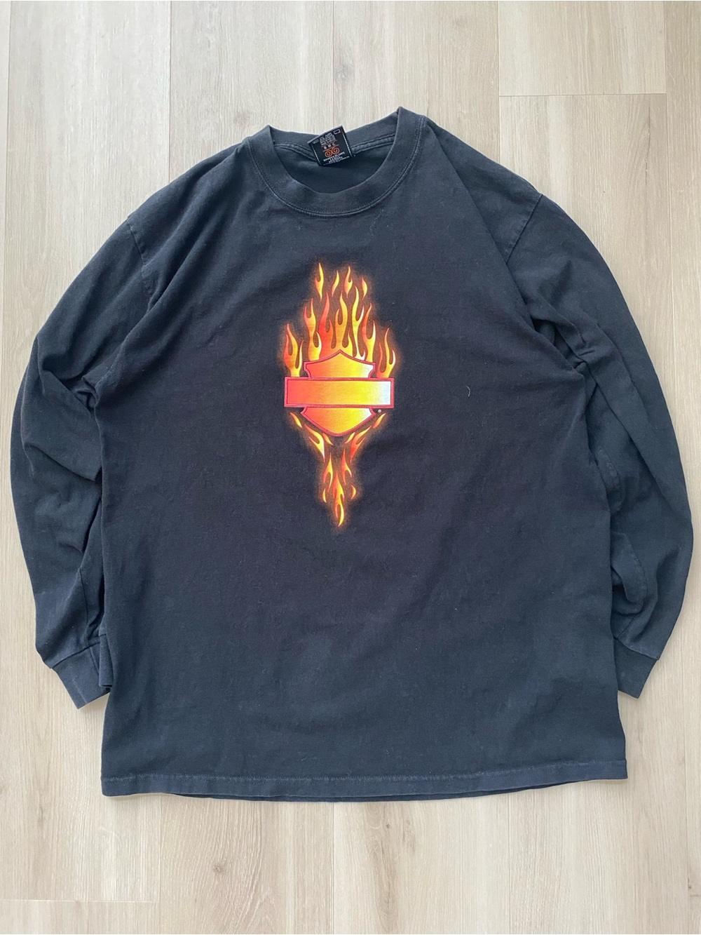 Vintage Harley Davidson Flames Long Sleeve Size L